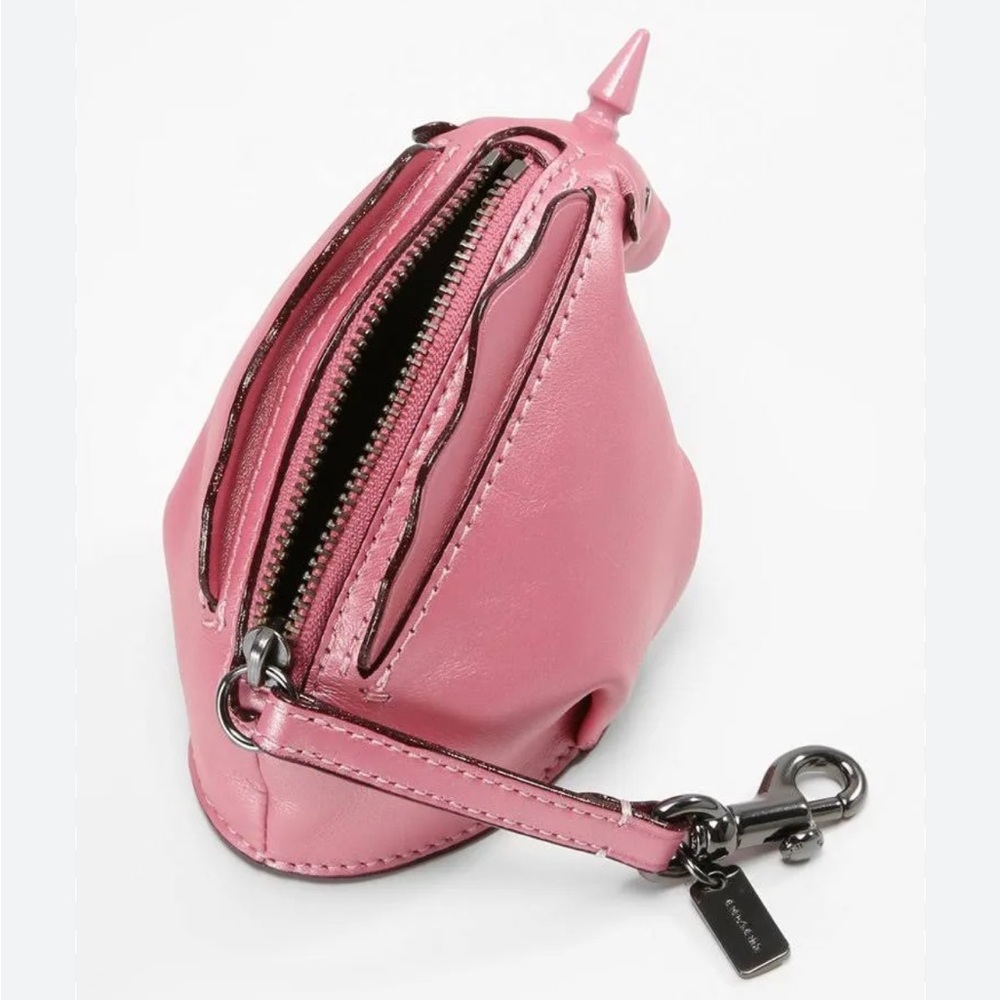 Coach Pearl Metallic Pink Leather Unicorn Zip Coin Purse Bag Charm 22939 NWT - Picture 12 of 14